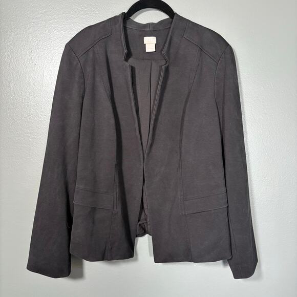 Chico's Women's Black Ponte Slim Fit Blazer Jacket - Size 2 (12/14) - Classic - Picture 1 of 6